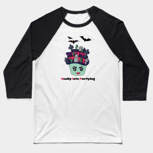 Cute and creepy Halloween RIP cup cake - Really Into Partying Baseball T-Shirt